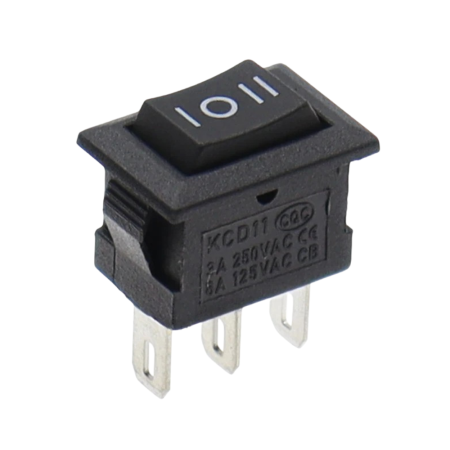 Černý kolébkový vypínač KCD1-101 ON-OFF-ON 250V/6A
