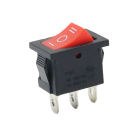 Červený kolébkový vypínač KCD1-101 ON-OFF-ON 250V