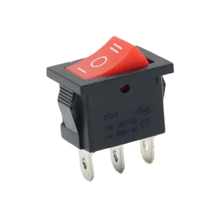 Rocker switch rectangular KCD1-101, ON-OFF-ON, red 250V/6A