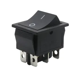 Interruptor basculante rectangular KCD4, ON-OFF, 6 pines, negro