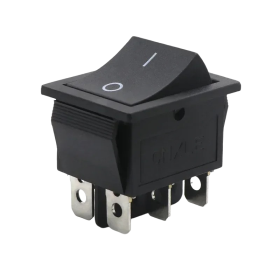 Černý kolébkový vypínač KCD4 ON-OFF 6pin pro 250V/15A