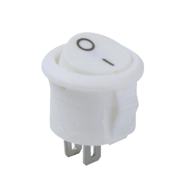 Bílý kulatý kolébkový vypínač KCD1 15mm s aretací