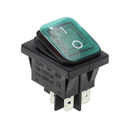 Rocker switch rectangular with backlight KCD4, IP65, 250V/16A