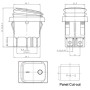 Comutator basculant dreptunghiular KCD4, ON-OFF-ON, IP65, negru