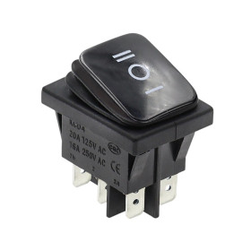 Černý kolébkový vypínač KCD4 ON-OFF-ON s krytím IP65