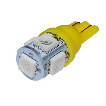 LED 5x 5050 SMD socket T10, W5W - Yellow, 24V