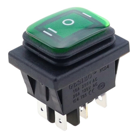 Podsvícený kolébkový vypínač KCD4 ON-OFF-ON s IP65