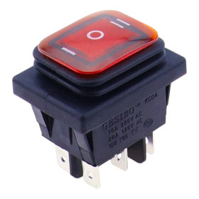 Podsvícený kolébkový vypínač KCD4 ON-OFF-ON s IP65