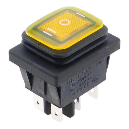 Rocker switch rectangular with backlight KCD4, ON-OFF-ON, IP65