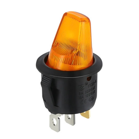 Keinukytkin vivulla, pyöreä taustavalolla KCD1-5, ON-OFF, 12V