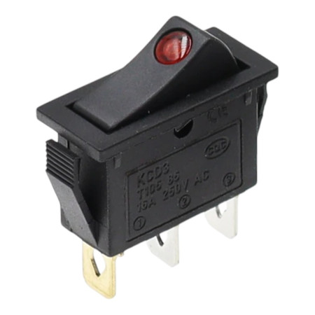 KCD3 suorakaiteen vipukytkin, taustavalo, ON-OFF, 250V/16A