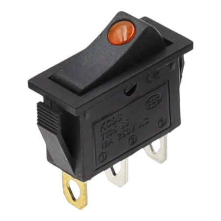 KCD3 vippströmbrytare med indikator, 250V/16A, flera färger