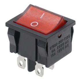 Rectangular rocker switch with backlight KCD2, ON-OFF, 250V/6A