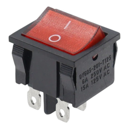 Rectangular rocker switch with backlight KCD2, ON-OFF, 250V/6A