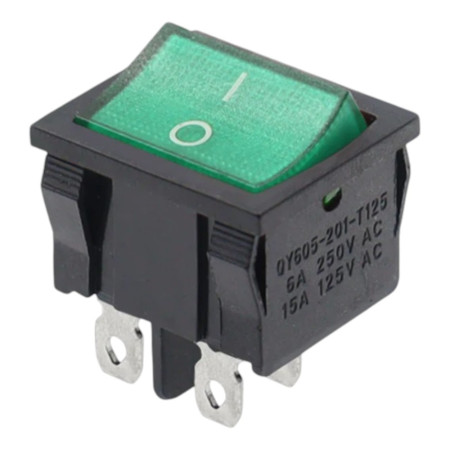 Rectangular rocker switch with backlight KCD2, ON-OFF, 250V/6A