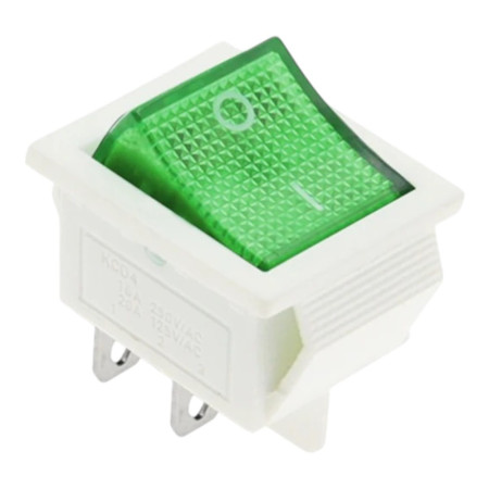 Bílý kolébkový vypínač obdélníkový KCD4 250V 15A