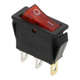 Rectangular rocker switch with backlight, red 250V/15A |