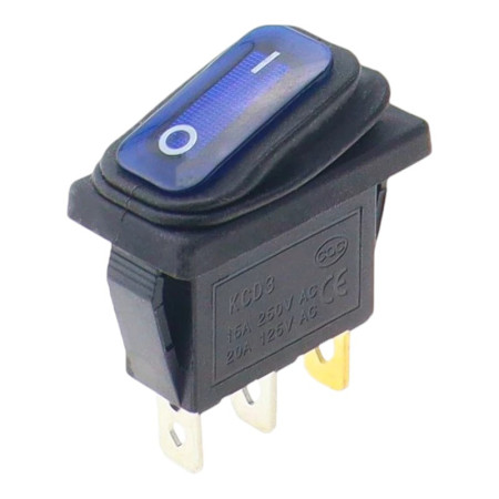 Kolébkový vypínač obdélníkový s podsvícením KCD3 250V 15A