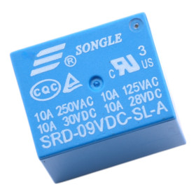 Relæ SRD-09VDC-SL-A, 9V DC/250V AC 10A | AMPUL.eu