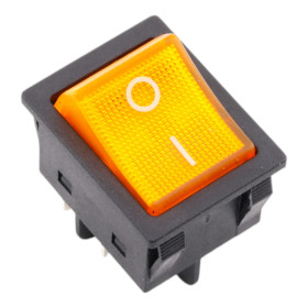 Interrupteur à bascule rectangulaire avec rétroéclairage jaune