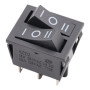 Rectangular double rocker switch, KCD3, ON-OFF-ON, black