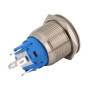 Metal switch without locking, silver, diameter 21mm, IP65 | AMPUL.eu