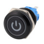 Metal switch with latch, ON/OFF symbol, black, diameter 21mm