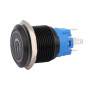 Black metal latching pushbutton 19mm, LED ring, ON/OFF, IP65