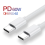Cable de carga y datos, Tipo-C/Tipo-C, 60 W, blanco, AMPUL.eu