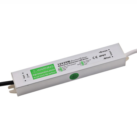 Vandtæt 12V 1,67A strømforsyning IP67 20W