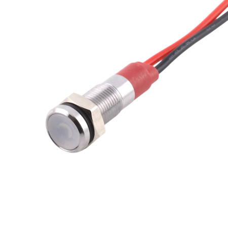 Spia luminosa a LED in metallo 12V/24V, per foro diametro 6mm, bianca |