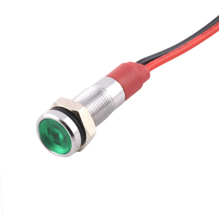 Indicador LED metálico plateado para agujero de 6 mm