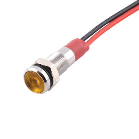 Spia luminosa a LED in metallo 12V/24V, per foro diametro 6mm, bianca |