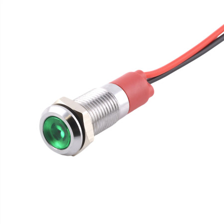Spia luminosa a LED in metallo 12V/24V, per foro diametro 6mm, bianca |