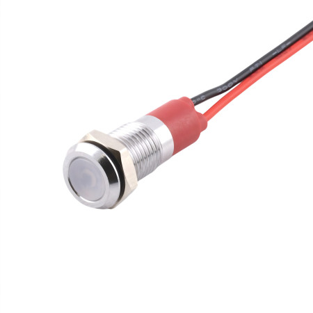 Spia luminosa a LED in metallo 12V/24V, per foro diametro 6mm, bianca |