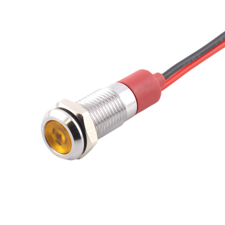 Spia luminosa a LED in metallo 12V/24V, per foro diametro 6mm, bianca |