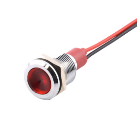 Spia luminosa a LED in metallo 12V/24V, per foro diametro 6mm, bianca |
