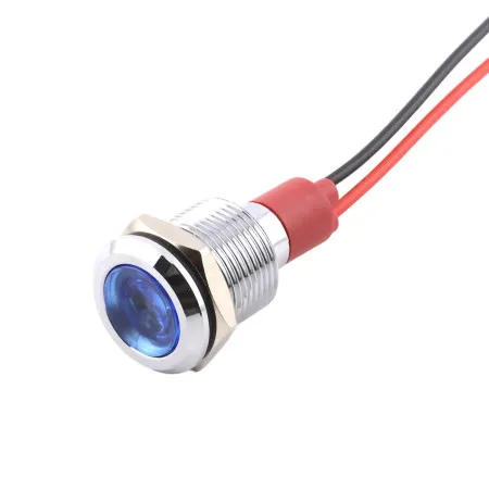 Spia luminosa a LED in metallo 12V/24V, per foro diametro 6mm, bianca |