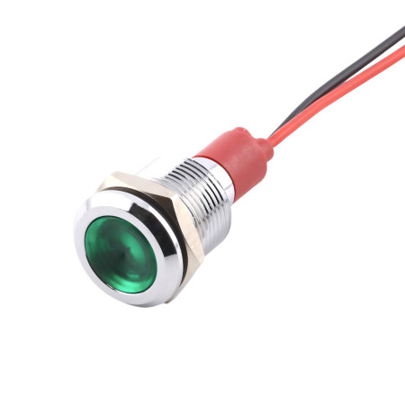Spia luminosa a LED in metallo 12V/24V, per foro diametro 6mm, bianca |