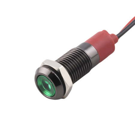 Indicateur LED en métal noir pour trou 8mm, IP65