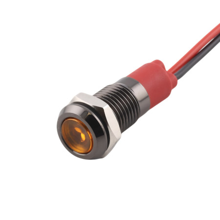 Indicator LED metalic negru, diametru orificiu 8 mm