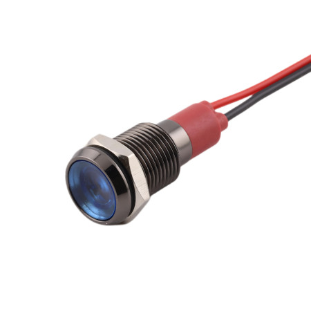 Indicator LED metalic negru, diametru orificiu 10mm, IP65