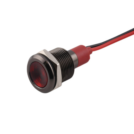 Indicador LED metálico negro para agujero de 12 mm