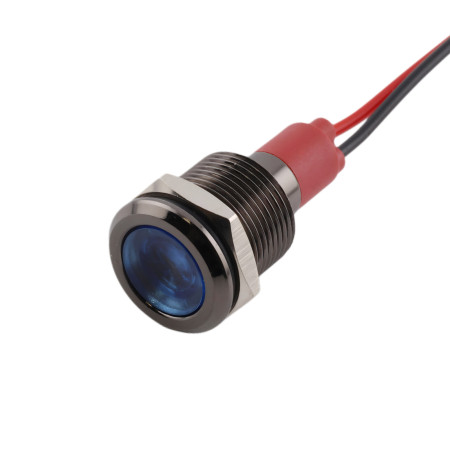 Indicator LED metalic Ø12 mm negru, iluminare multicoloră