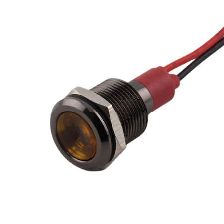 Indicator LED metalic Ø12 mm negru, iluminare multicoloră