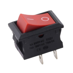 Rocker switch rectangular KCD1-101, red 250V/6A | AMPUL