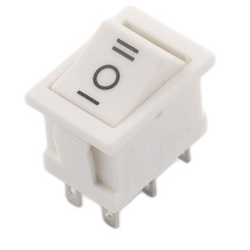 Kolébkový vypínač obdélníkový KCD1, ON-OFF-ON, bílý 250V/6A, 6-pin |