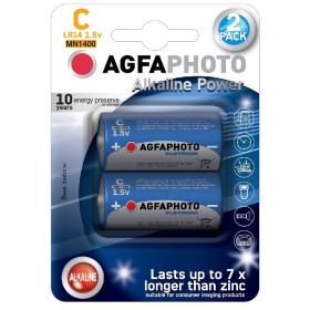 Alkalická baterie C, AGFAPHOTO R14, 1,5V, 2 ks