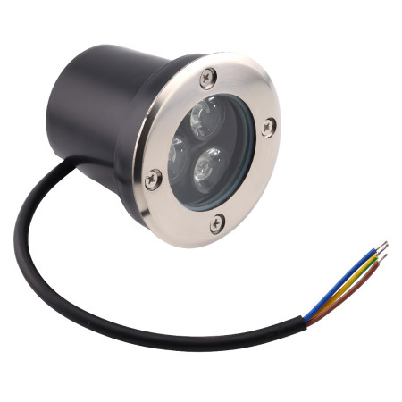 Upotettava LED-lattiavalaisin 3W, ruostumaton teräs, IP67