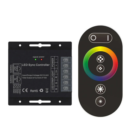 Bezdrátový RGB LED ovladač 12-24V s RJ45 synchronizací
